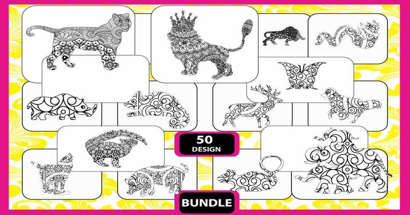 Animals Adult Coloring Pages Bundle (by burhanflatillustration29)
