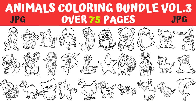Animals Coloring Pages Bundle Vol. 3 (by MyBeautifulFiles)