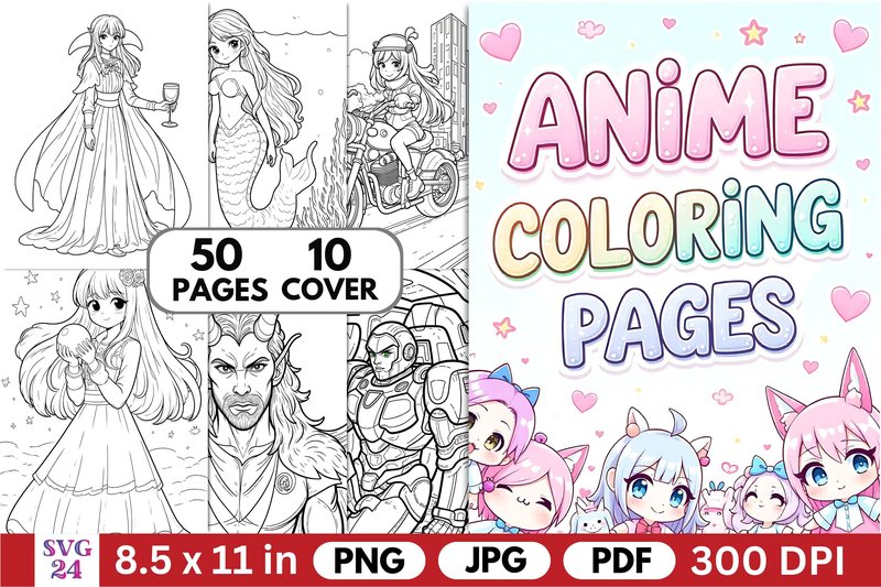 Anime Coloring Pages for Adults by SVG24