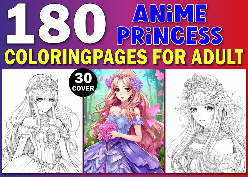 Anime Princess Coloring Pages for Adults