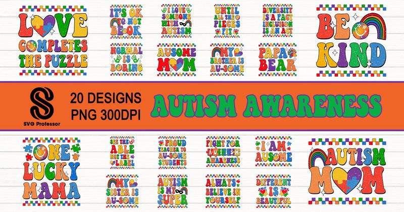 Autism Awareness PNG Sublimation Bundle (by SVG Professor)