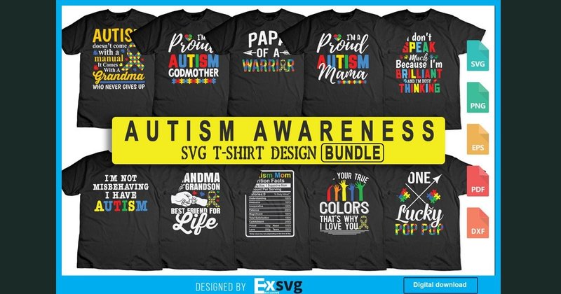 Autism Awareness Svg T-shirt Bundle (by Exsvg)
