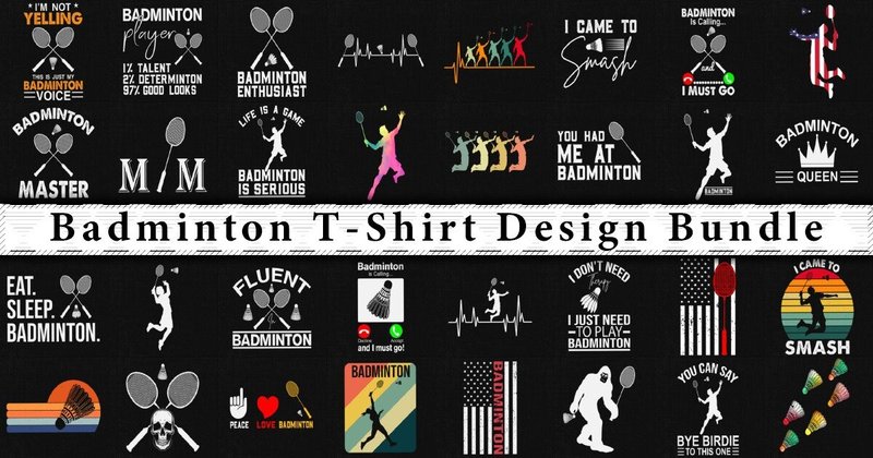Badminton Athlete Retro Design Bundle (by svgdecor)
