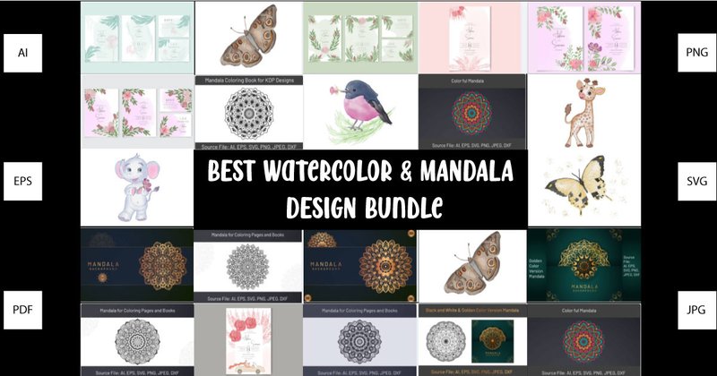 Best Watercolor and Mandala Bundle (by graphicsign58)