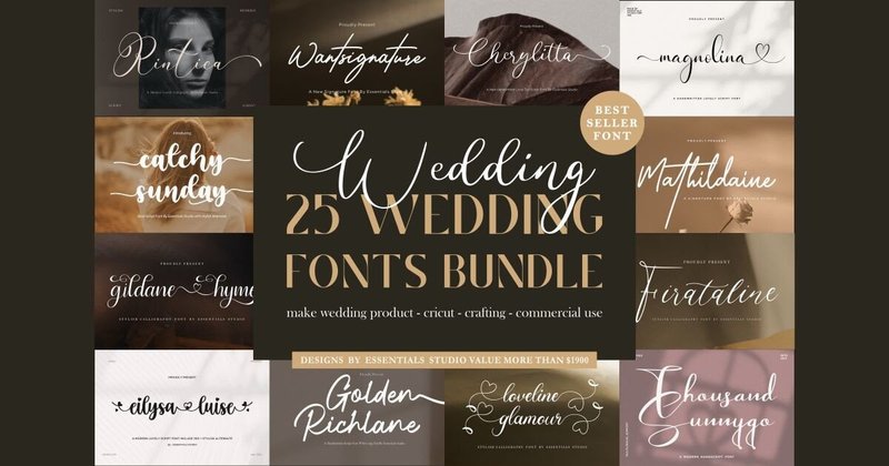 Best Wedding Calligraphy Font Bundle (by Essentials Studio)