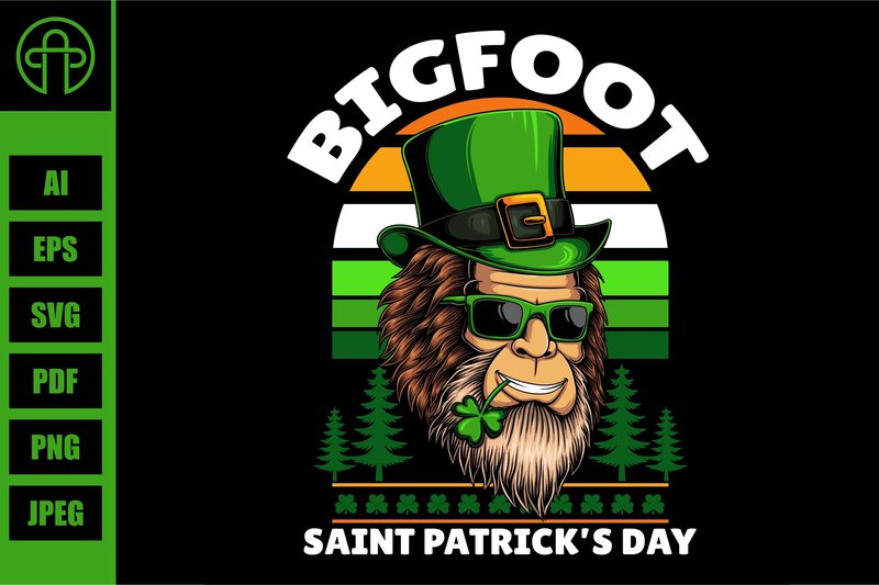 Bigfoot Head Saint Patrick's Day Vector (by Andypp)
