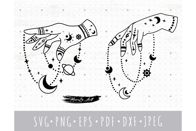 Boho Witch Hands and Mystical Moon SVG