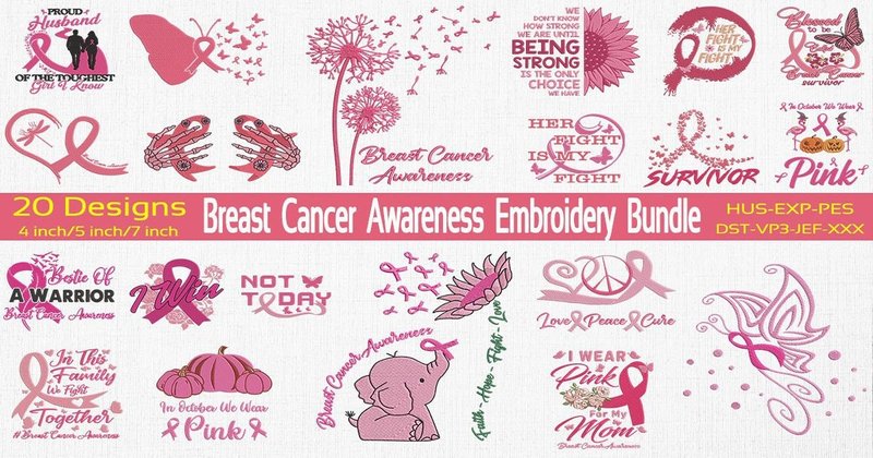 Breast Cancer Awareness Embroidery (by Honi.designs)
