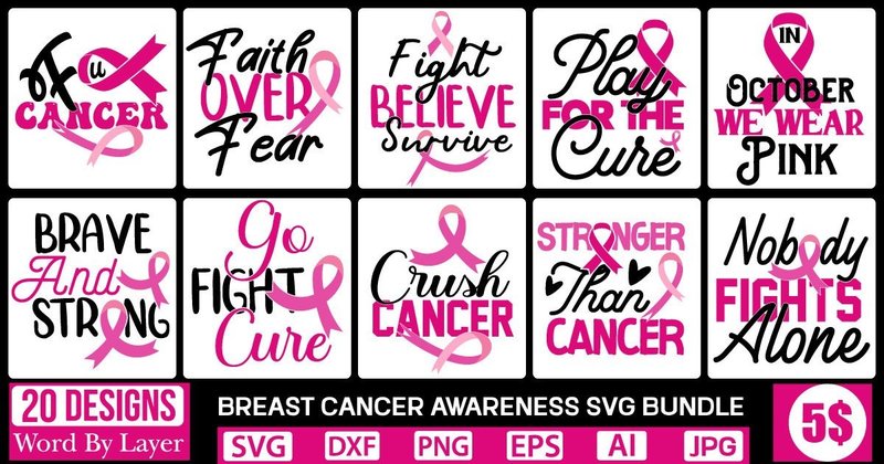 Breast Cancer Awareness SVG Bundle (by GraphicPicker)