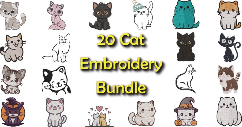Cat Embroidery Designs Bundle (by Laura's Imperfections)
