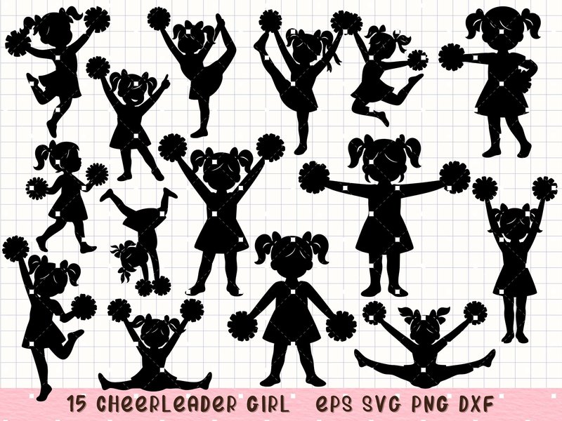 Cheerleader Girl Silhouette Cute Cheer (by MeawwaDigitalArts)