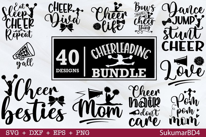Cheerleading SVG Bundle 40 Design (by sukumarbd4)