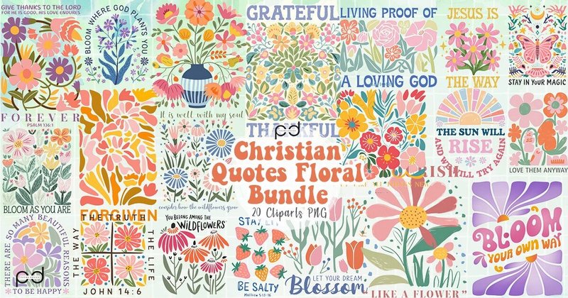 Christian Quotes Floral Clipart Bundle (by Padma.Design)