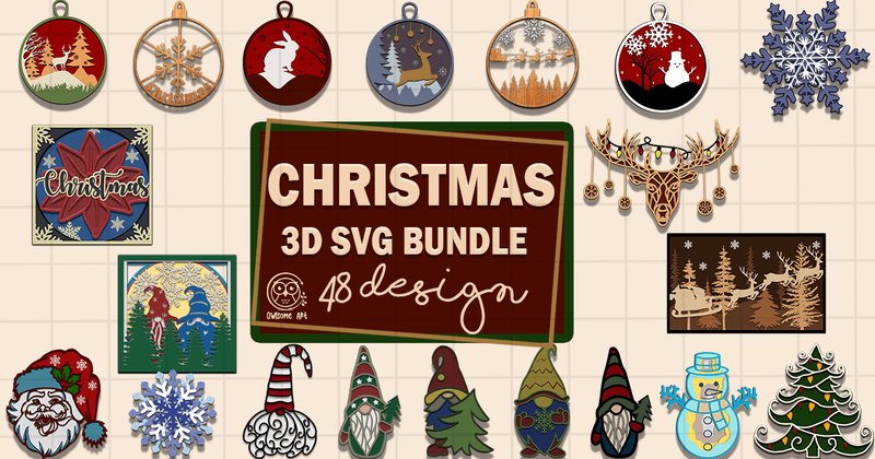 Christmas 3D SVG Bundle (by Owlsome.art)