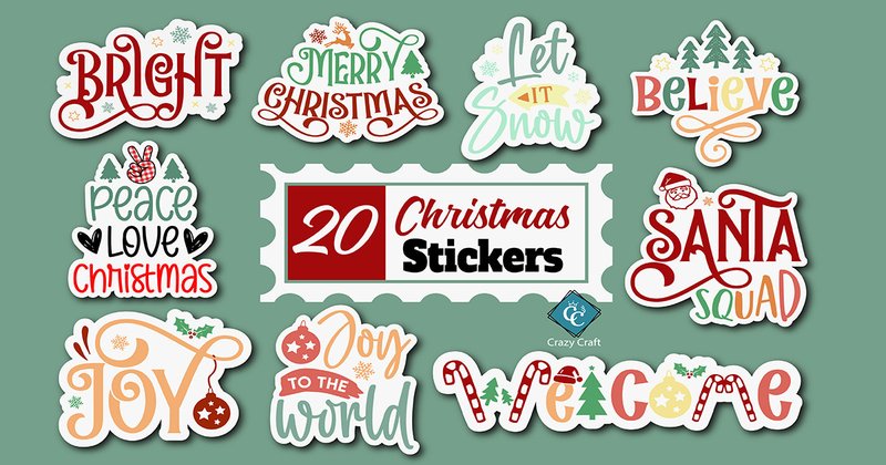 Christmas Cute Sublimation Stickers Bundle (by Crazy Craft)
