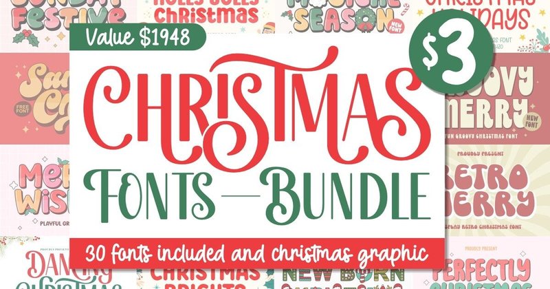 Christmas Font and Graphics Bundle by Keithzo