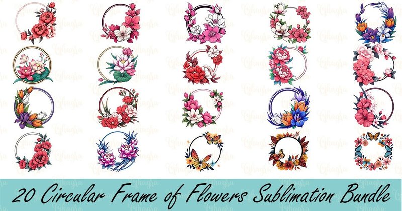 Circular Frame of Flowers Bundle (by Ghagra)