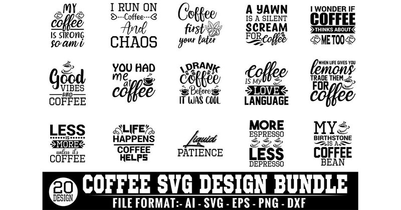 Coffee SVG Design Bundle (by graphics_home)