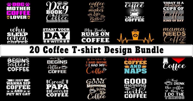Coffee T-Shirt Design Bundle (by sketchbundle)