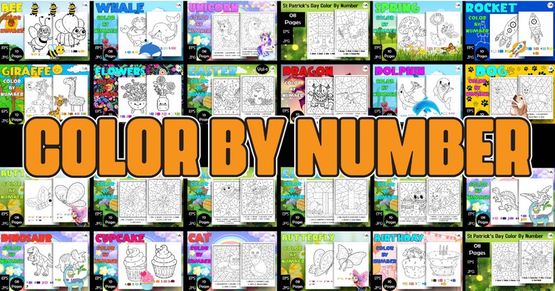 Color by Number Coloring Pages Bundle (by Sei Ripan)