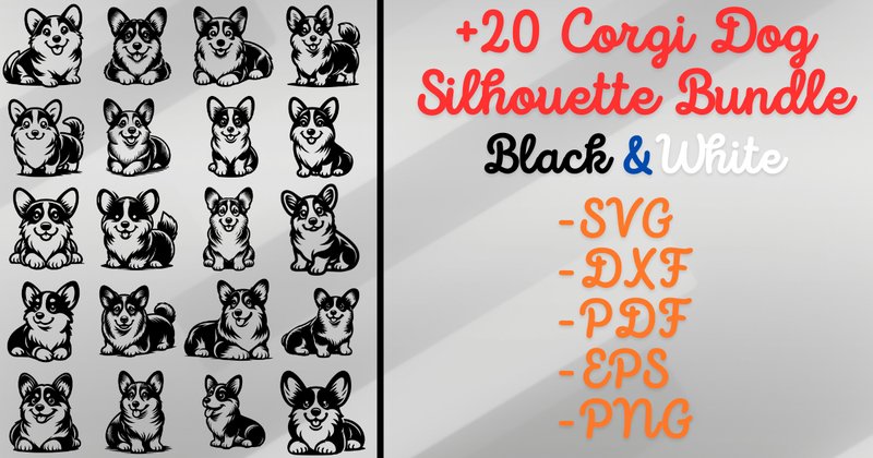 Corgi Dog Silhouette SVG Bundle (by Artful Assetsy)
