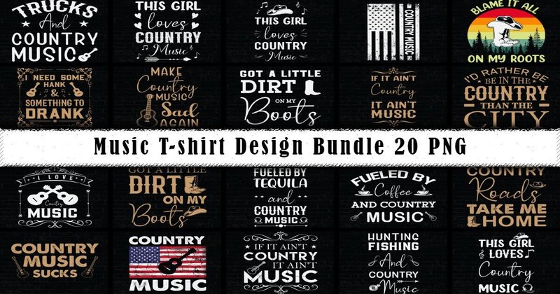 Country Music T-Shirt Sublimation Bundle (by vecstockdesign)