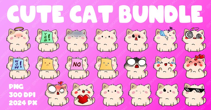 Cute Cat Sticker Mega Bundle (by Kaio Medau)