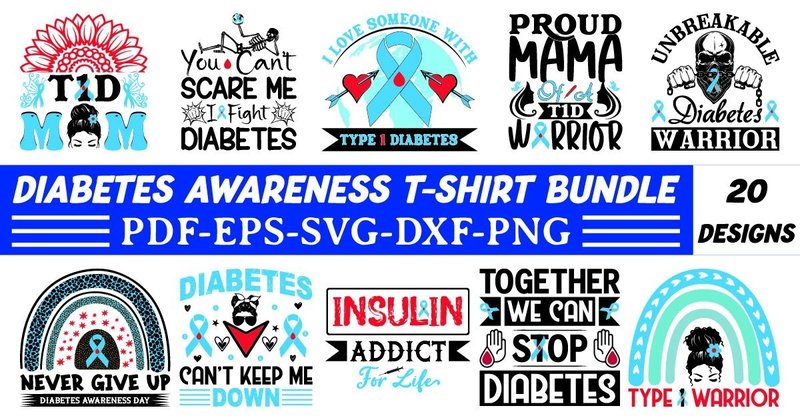Diabetes Awareness Day T-shirt Bundle (by Thecraftable)