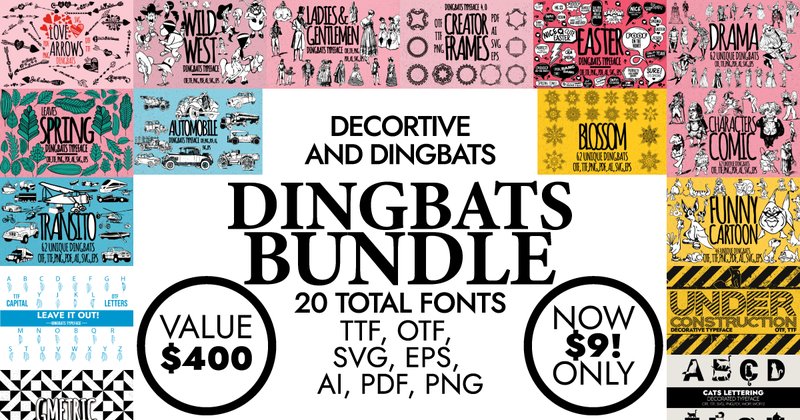 Dingbats & Decorative Font Bundle (by Minimalistartstudio)