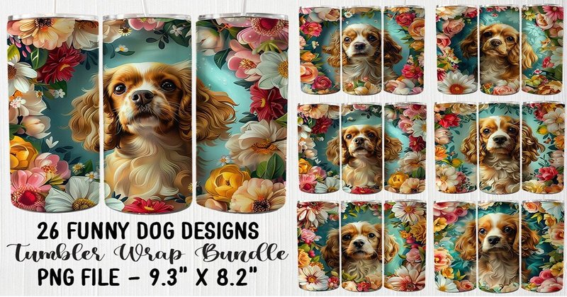 Dog 3D Tumbler Wrap Bundle (by SVG Print design)