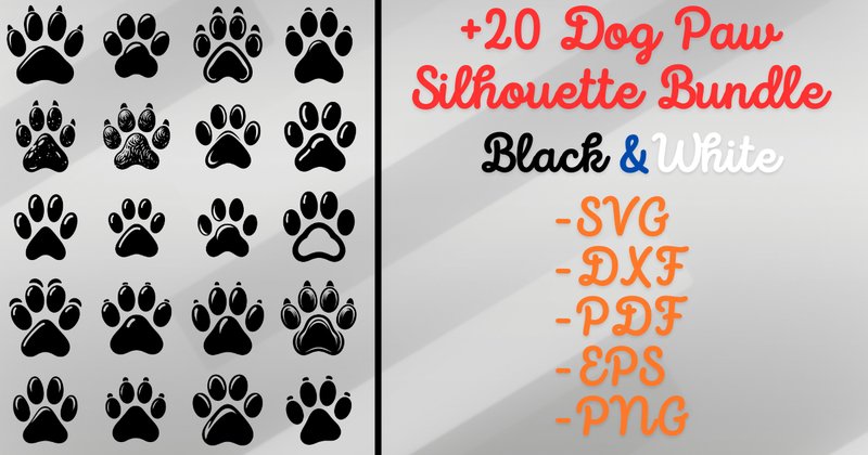 Dog Paw Silhouette SVG Bundle (by Artful Assetsy)