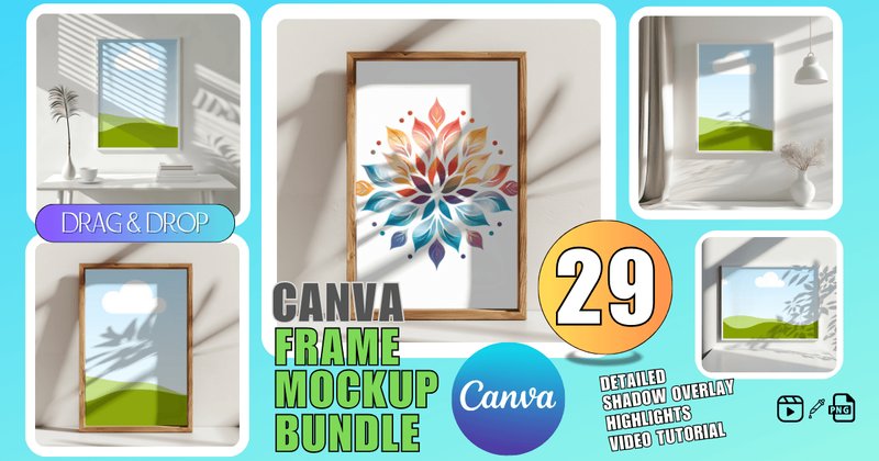 Drag & Drop Mockups Canva Frame Template Bundle (by LostDeLucky)