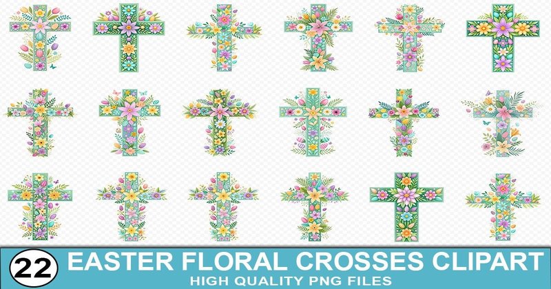Easter Floral Crosses Clipart Bundle (by SVG Print design)