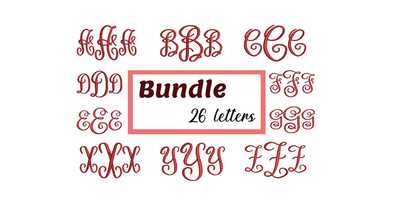 Fancy Monogram Font Embroidery Bundle (by EmbroDizz)