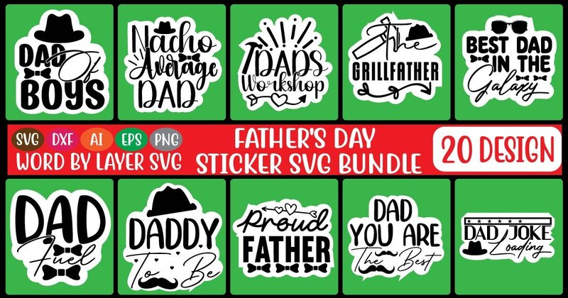 Father's Day Sticker SVG Bundle (by Artify Design Studio)