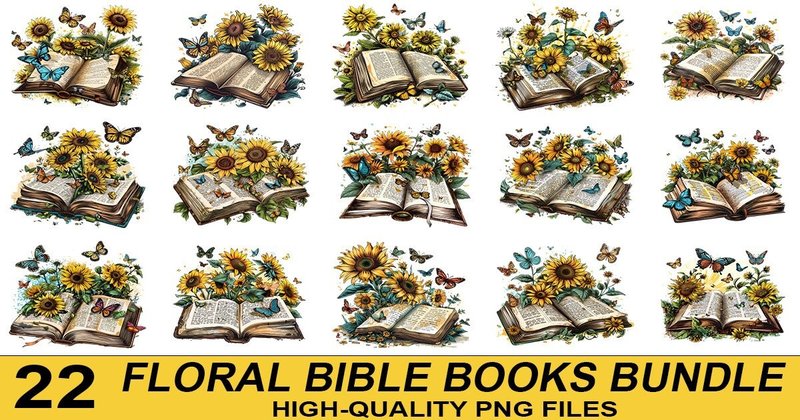 Floral Bible Books Clipart Design Bundle (by SVG Print design)