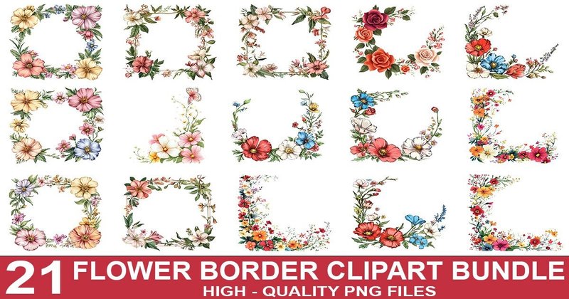 Floral Border Clipart Bundle (by crative8112)