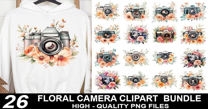 Floral Camera Clipart Bundle (by crative8112)