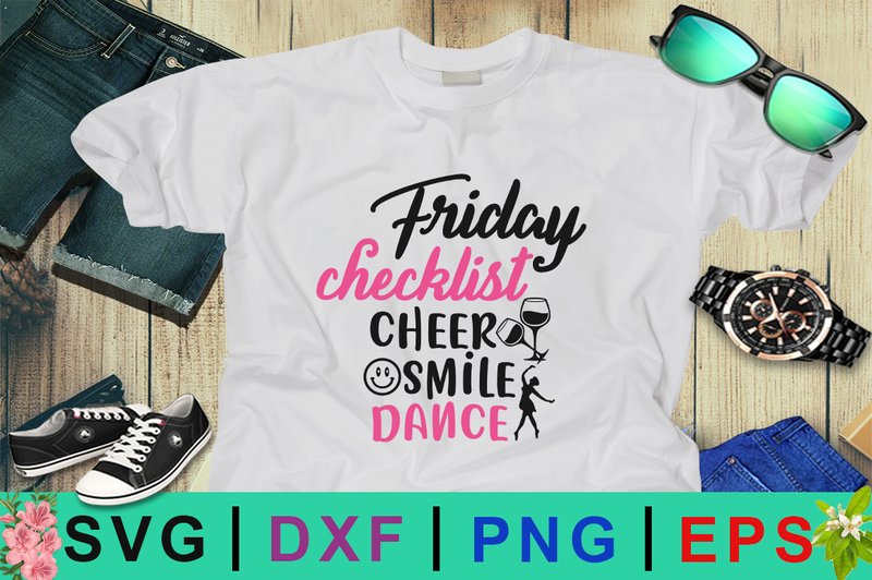 Friday Checklist Cheer Smile Dance SVG (by Design Palace)