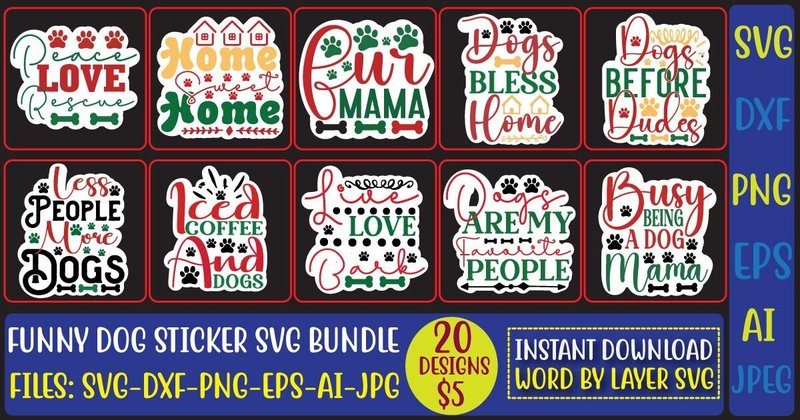 Funny Dog Sticker SVG Bundle (by DigitalArt)