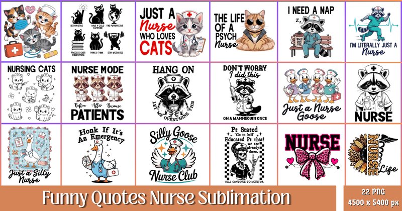 Funny Quotes Nurse Sublimation Bundle (by PixelCraft25)
