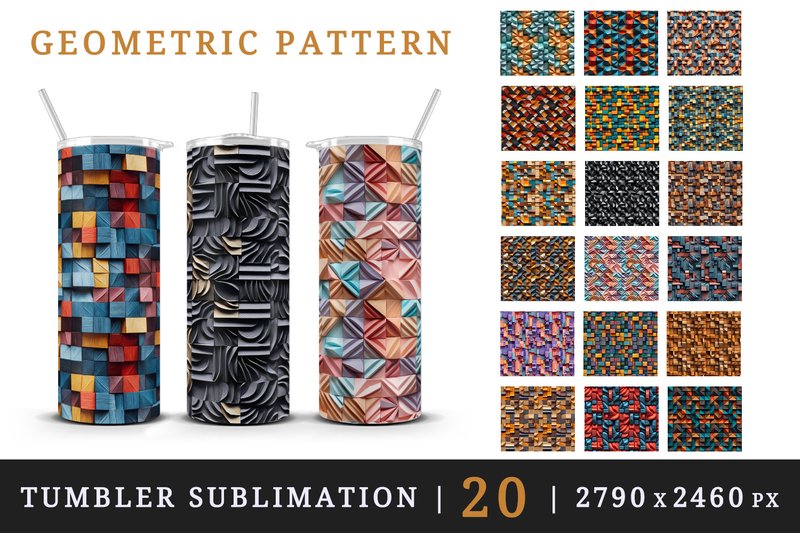 Geometric Tumbler Wrap Sublimation Print (by Tati Design)