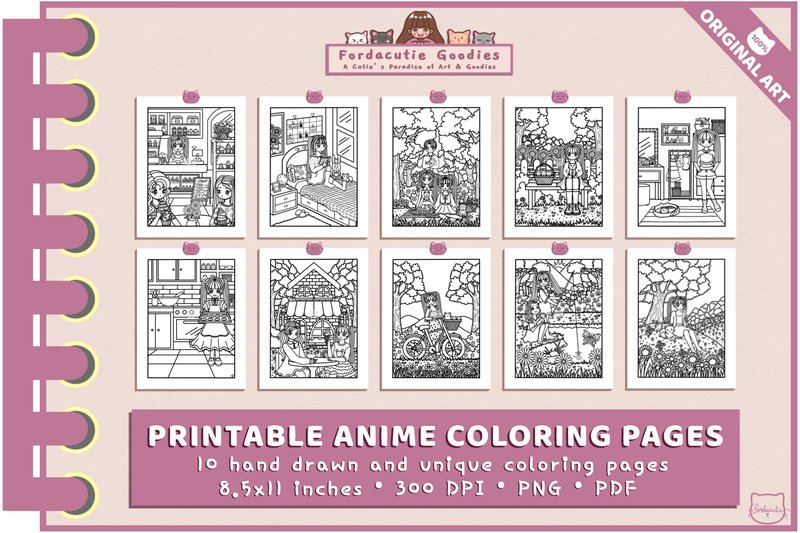 Hand-Drawn Kawaii Anime Coloring Pages