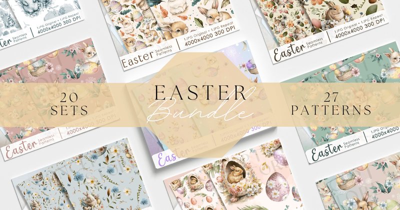 Happy Easter Seamless Patterns (by Conceptty)