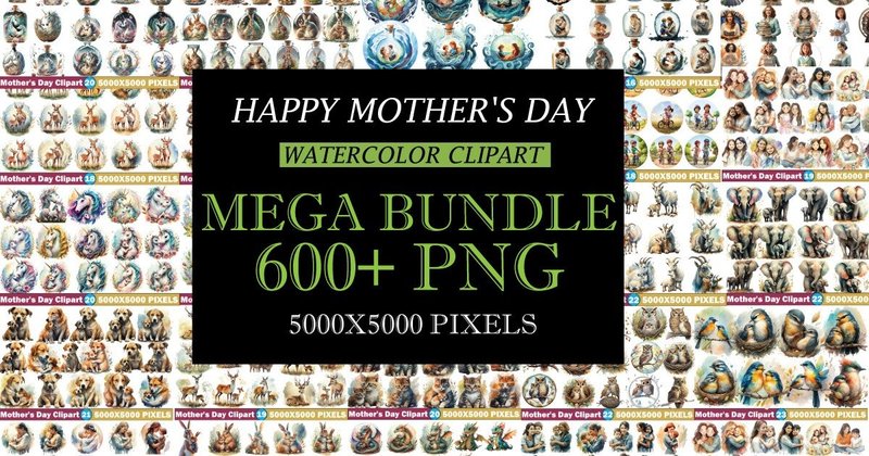 Happy Mother's Day Watercolor Clipart Bundle by DESIGN ART