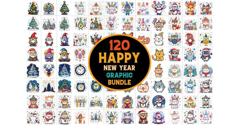 Happy New Year Vector Graphic Bundle