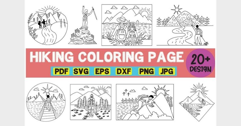 Hiking Coloring Pages KDP Interior Bundle (by Retro)