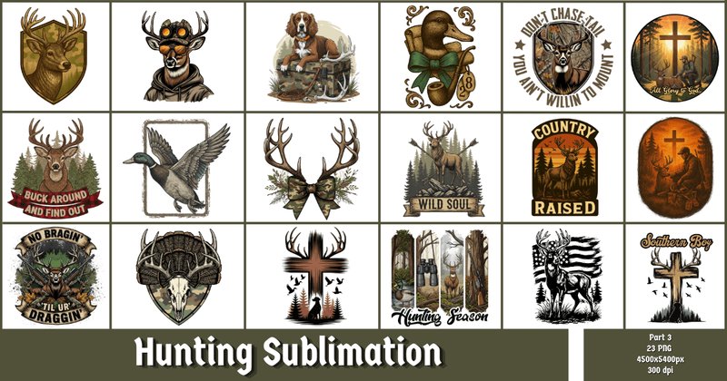 Hunting PNG Sublimation Bundle (by PixelCraft25)
