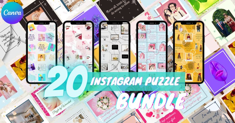 Instagram Puzzle Templates Bundle (by Wowed Art)
