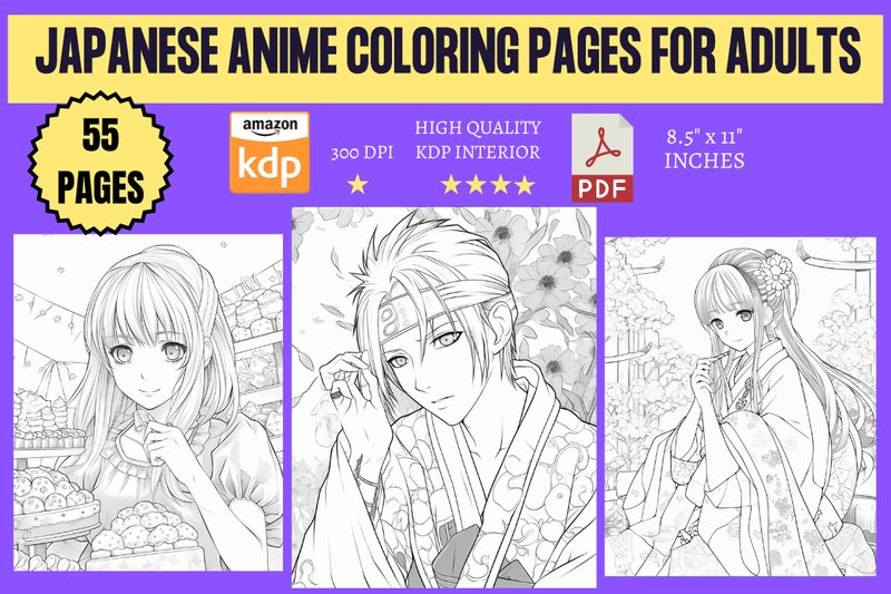 Japanese Anime Coloring Pages for Adult